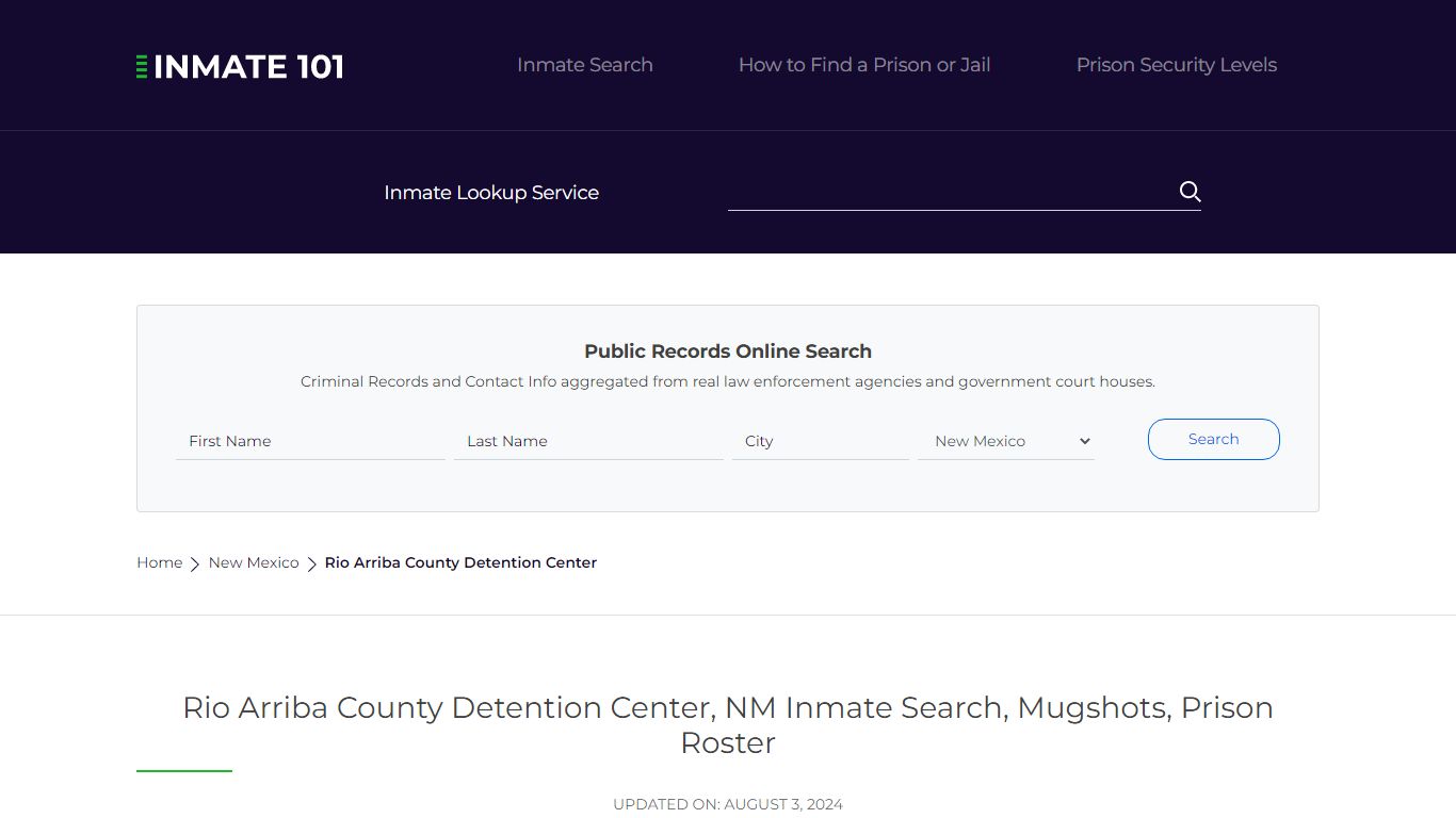 Rio Arriba County Detention Center, NM Inmate Search, Mugshots, Prison ...