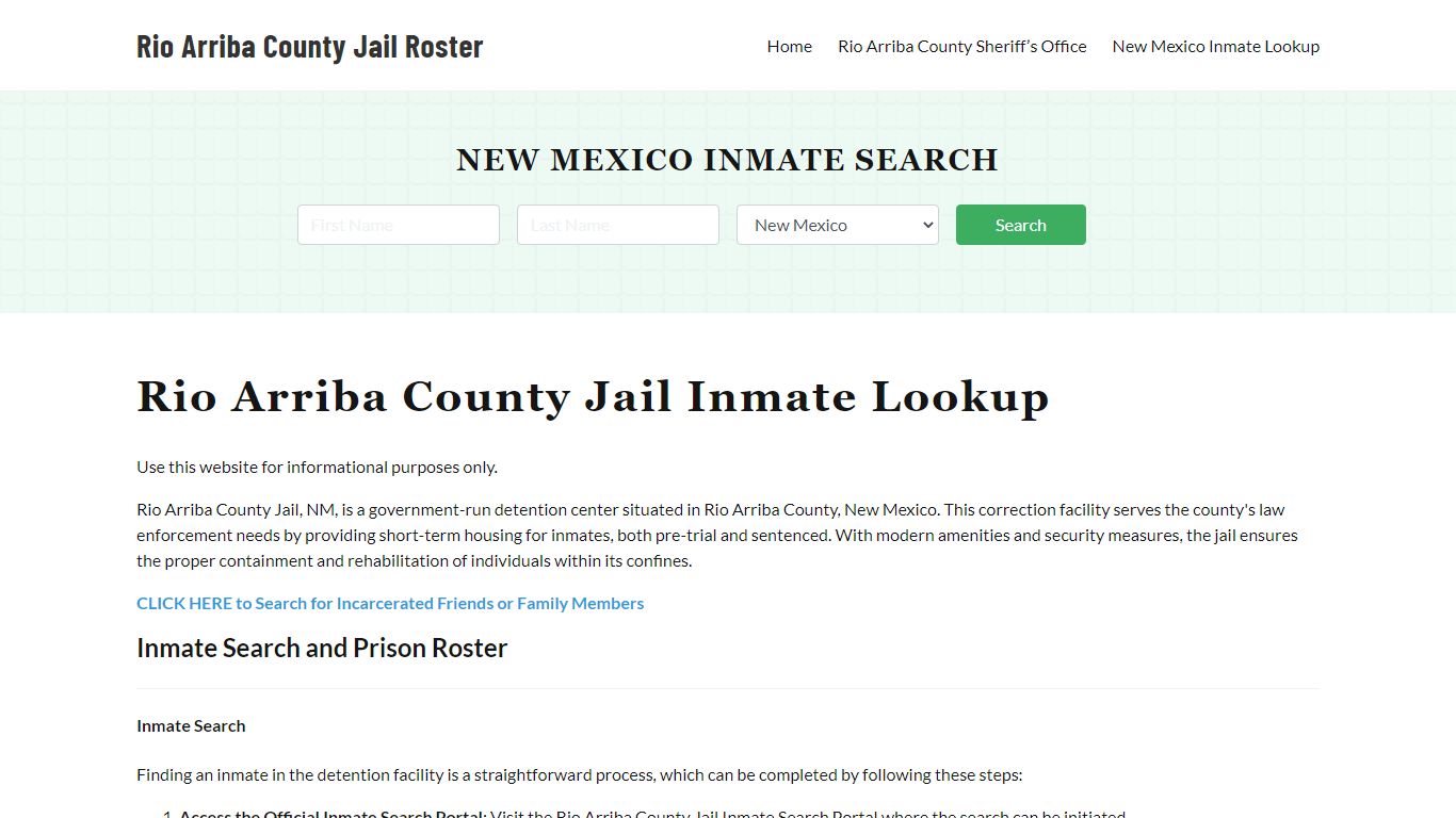 Rio Arriba County Jail Roster Lookup, NM, Inmate Search